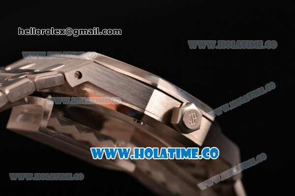 Audemars Piguet Royal Oak 41MM Clone AP Calibre 3120 Automatic Steel Case/Bracelet with Black Dial Diamonds Bezel - Stick Markers (EF) - Click Image to Close